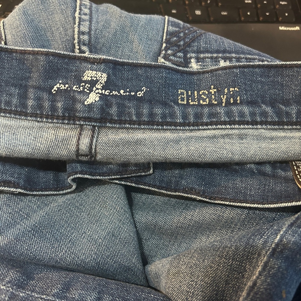 7 For All Mankind Austyn Jeans 30 USA Made Y2K Relaxed Straight Denim Dark Wash - Picture 4 of 6